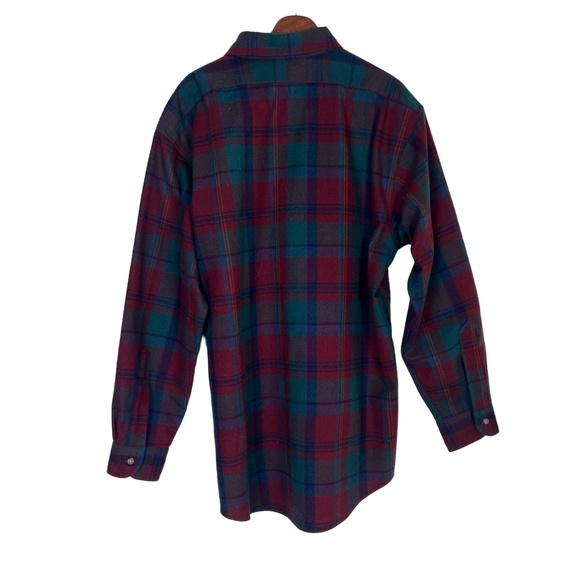 Pendleton Large Plaid Flannel Button Down Front Pocket Lumberjack Grunge Wool - Picture 8 of 8